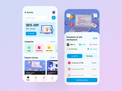 E-Learning Mobile App app design education education app elarning app elearning mobile app obnline courses online class online courses ui ux