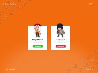 Design Challenge Day 11 : Flash Messages Design branding design flash messages illustration naruto ui ui challenges vector