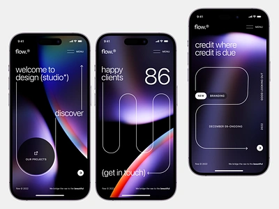 Flow Design Studio Mobile UI Concept agency app colourful concept creative gradient interface ios layout mobile mvp portfolio product site studio typo ui ux webdesign