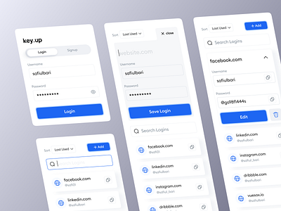 Key.up - Password Manager dashboard login credintial manager password password manager password vault plugin security security ui kit ui ui kit web ui website design