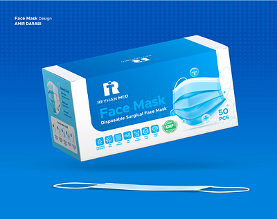 Face Mask Packaging Design adobe illustrator adobe photoshop box box design design face mask medical packaging packaging design product product design surgical