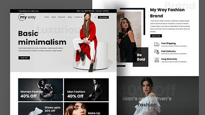 Fashion Website Design adobe photoshop black and white brand branding design fashion fashion website fashion website design graphic design logo luxury look website design modern website template design ui uiux web layout website design website presentation