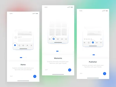 Social media tutorial screens design app branding design ios minimal ui ux