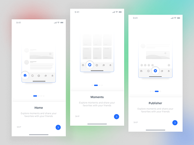 Social media tutorial screens design app branding design ios minimal ui ux