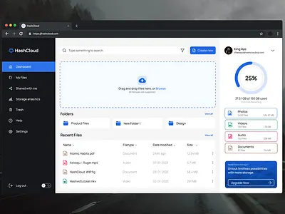 Blockchain based cloud storage dashboard UI app branding cryptocurrency design graphic design logo ui ux