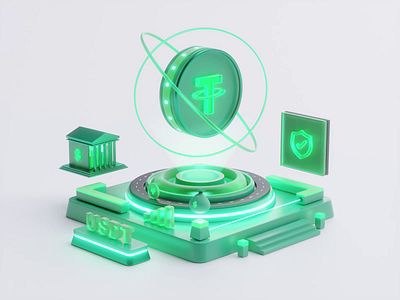 Crypto Illustrations # 3 | Tether 3d aftereffects animation blender coin creative crypto cryptocurrency design digital glass illustration metal motion plastic render scene tether usdt