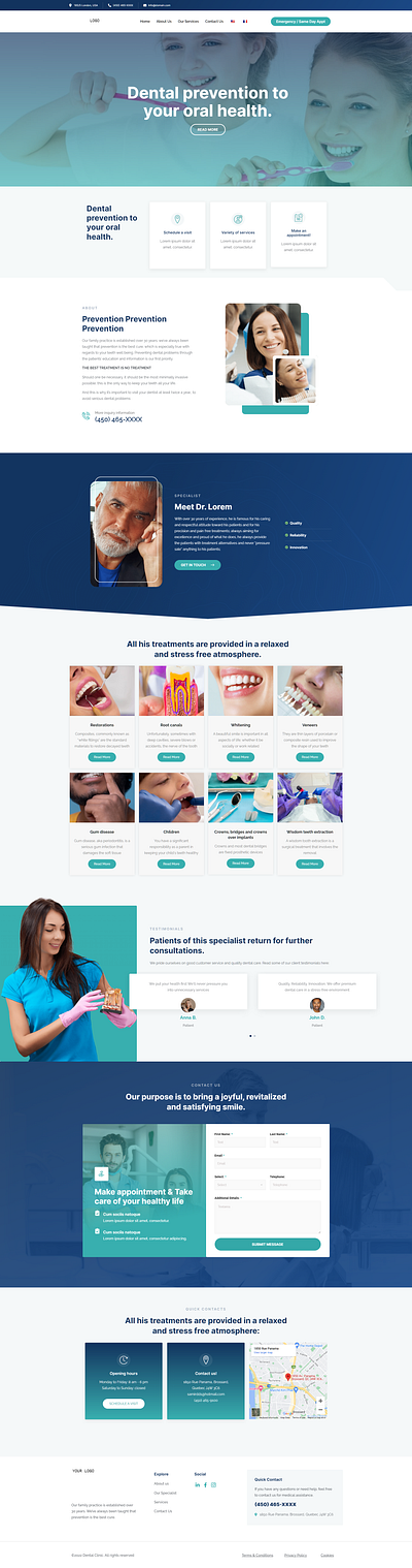 Dentist Website Design and Development branding business website contact form dentist website design elementor elementor pro logo responsive design ui w web design wordpress wordpress development wordpress website