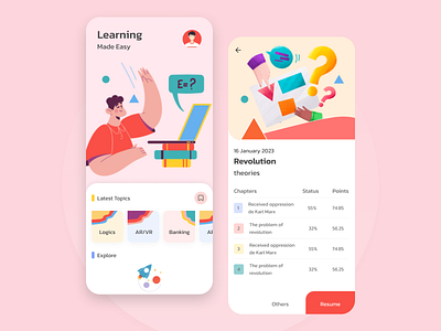 E-learning App 3d androidapp animation colorful creative discover e learning illustrations learning mobileapp modern uiux