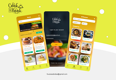 COOKBOOK | Mobile App Design | UX/UI Design android app cook cooking cookingapp figma design food food app fouzia abida interface design ios mobile app recipe app ui ui design ui ux ui ux design ux ux design xd design