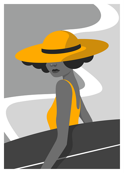 Summer time art beach feminine graphic design hat illustration shapes simple simplicity summer inspired vector women