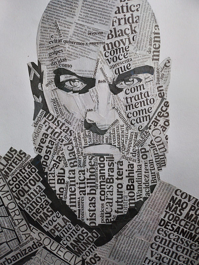 Kratos - Newspaper Portrait Collage artwork blackandwhite collage game illustration newspaper portrait