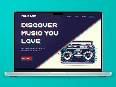 YaHeard - UI Design Challenge 90s app design design graphic design landing page music music website neo brutalism retro ui ui challenge ui design ux design