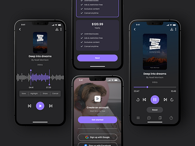 Studiobook app app design audiobook audiobook app design ebooks ebooks app landing page mobile design product design ui uiux ux