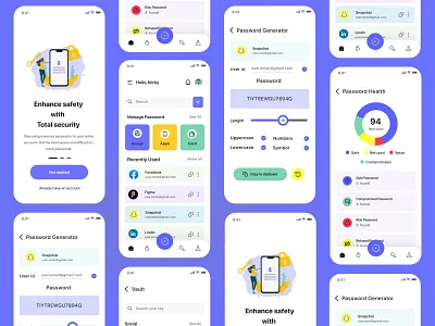 Password Manager App UI forgot pasword ios kit mobile app password app password app ui password manager app product app product design ui ui kit