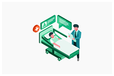 Isometric Doctor and Patient Vector Illustration isometry