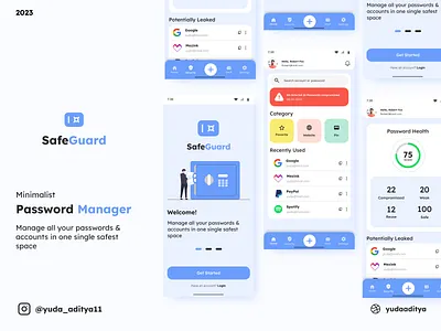 SafeGuard : Password Manager App Concept app design flat minimal ui ux