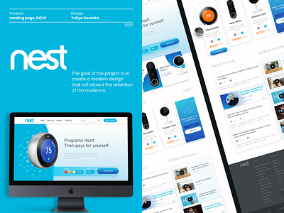 Nest blue concept creative design google nest graphic design home interface landing modern nest page smarthome ui uiux ux visual design webdesign website