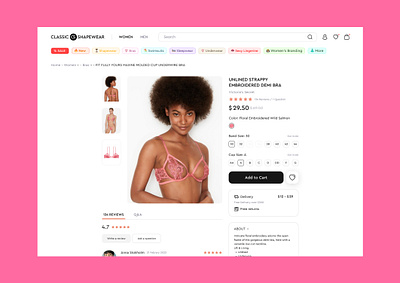 Lingerie store redesign card design interface lingerine product productcard redesign store ui underwear ux