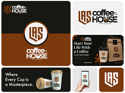 Las Coffee House Modern Coffee Shop Branding branding coffee shop company creative design graphic design las letter lettar logo logo logos modern logo restaurant vector