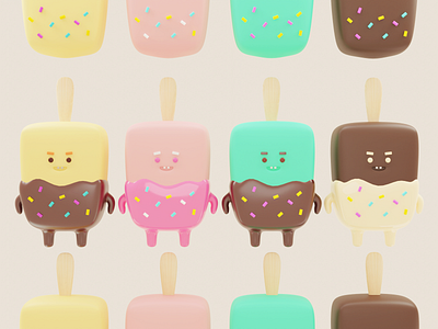 Ice cream boys 3d 3dillustration blender blender3d brenderrender character ice cream icecream