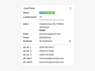 CRM - Customer summary app customer design overview saas summary ui