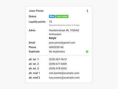 CRM - Customer summary app customer design overview saas summary ui