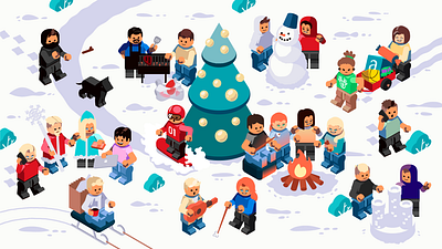 New Years corporate party adobe illustrator art branding charactedesign christmas christmas tree cute art design graphic design illustration isometric party people print snow ui vector winter