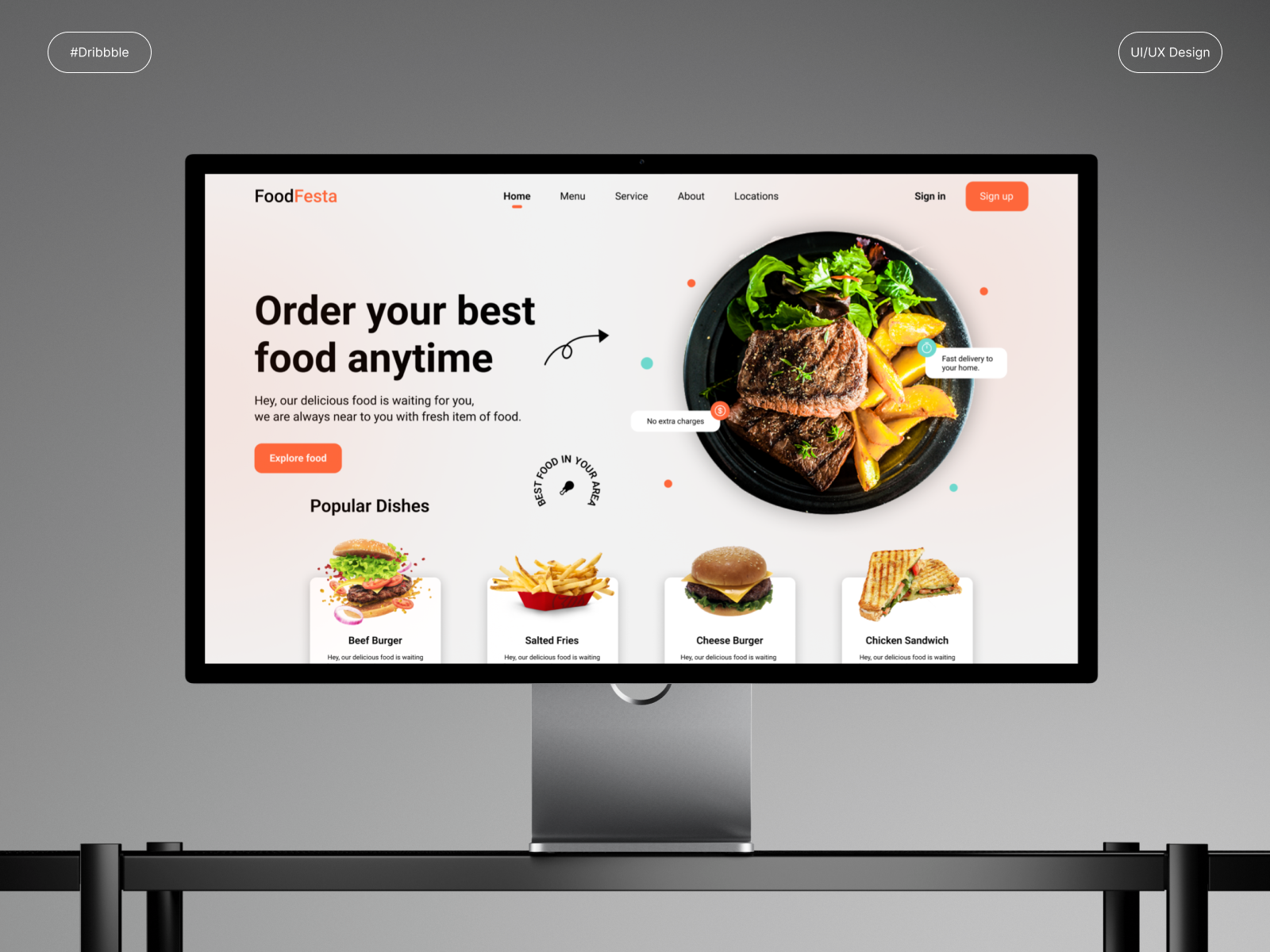 FoodFesta Website Design: Landing/Home Page UI design fast food website food web ui food website foodweb design illustration logo ui ui design uiux uiux design web design web ui website design