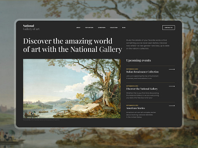 Website of Art Gallery concept dark design figma hero section ui