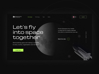 Space rocket launch 3d graphic design ui