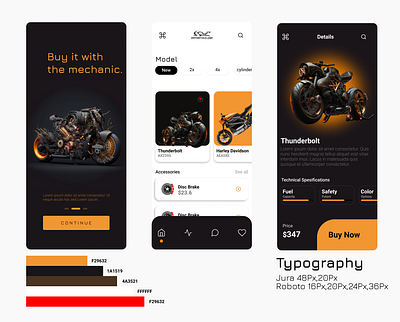 Case Study: Motorcycle shop Mobile app app branding design typography ui ux