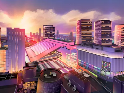 Osaka graphic design sunset