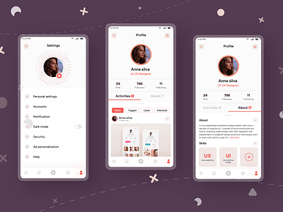 User profile and setting UI adobe xd app design profile and setting profile setting ui profile ui profile ui design setting ui ui ux ui design