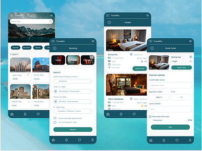 Travel Service- Mobile app app car design hotel rent travel ui ux