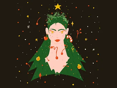 New year giiiirl ✨🎄💖🎄✨ branding design grapgic design illustration illustration art illustrator logo procreate ui vector