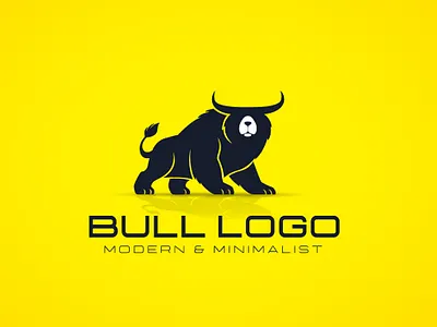 Modern, Minimalist, Bull Logo Design 3d animal logo animation branding bull logo design fiverr logo fox logo graphic design illustration logo minimal logo minimalist logo modern logo motion graphics simple logo typography ui vector yellow
