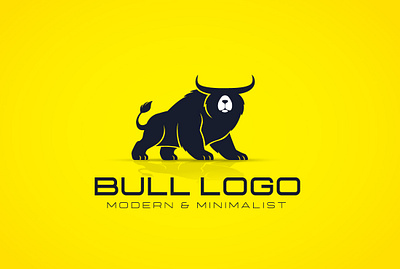 Modern, Minimalist, Bull Logo Design 3d animal logo animation branding bull logo design fiverr logo fox logo graphic design illustration logo minimal logo minimalist logo modern logo motion graphics simple logo typography ui vector yellow