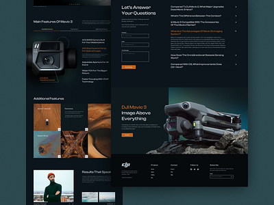 Landing page for DJI Mavic 3 concept dark design figma landing ui