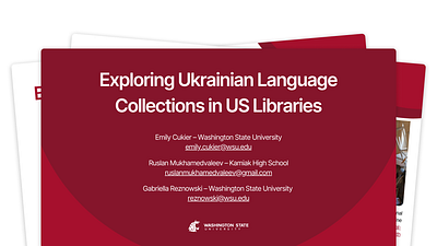 Exploring Ukrainian Language Collections in US Libraries - WSU branding design red research slide show slides ukrainian washington state university wsu