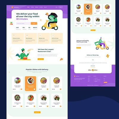 Food Delivery - Web Landing Page app ui branding car web ui design graphic design illustration logo social media ui ui ux