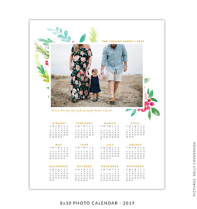 8x10 calendar template | Watercolor garden