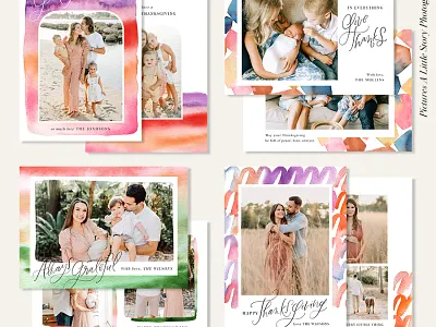 Thanksgiving Photocard Templates Bundle | Watercolor Cubes