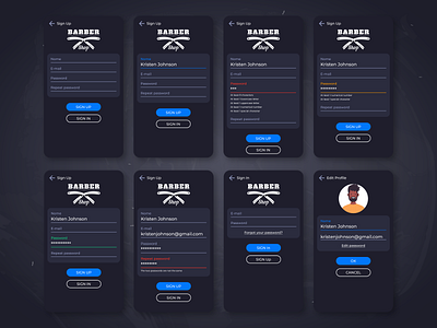 Barber Scheduling App - Sign In + Password Strength Meter design ui