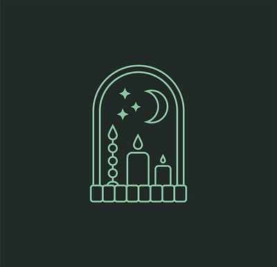 Caste night 🏰🌙 candle castle clear cool creative design fresh graphic green illustrator line logo minimalism new night outline project topoftheday trends window