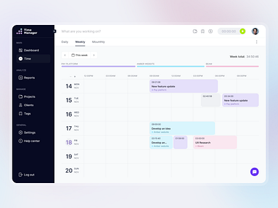 Time tracking platform concept design figma ui