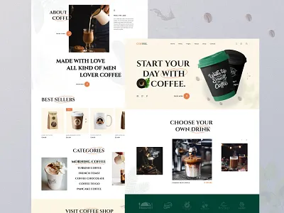 Coffee landing page cafe coffee coffee bean coffeeshop creative drinks ecommerce food food and beverage landing page online store restaurant shopify ui uidesign ux website design
