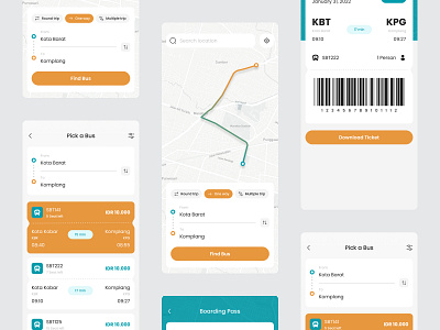 Trans Jateng - Boarding Pass Bus app boarding booking bus clean design mobile passenger public schedule ticket traffic transit travel ui uiuxdesign ux