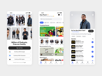 Castify - Podcast App app branding design music podcast spotify ui