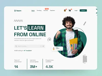 E-learning Educational Website Header Design colorful design e learning educational header hero section learning shape ui uiux web webdesign website