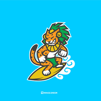 MAYAN SURFER animation design graphic design illustration logo mascot mascot logo maya puma surfer vector